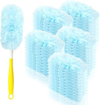 50pcs 360° Dusters Refills for Swiffer Dusters with 4X Microfibers,Blue Heavy Duty Efficient Duster Kit Disposable Dusters Refills with 1 Handle for Cleaning Furniture, Blinds, Ceiling Fans, Pet Hair