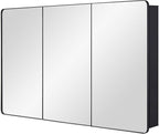 Bathroom Mirror Medicine Cabinet with Round Corner Framed Door 48 x 30 inch, Black，Recessed or Surface Mount, with Adjustable Glass Shelves