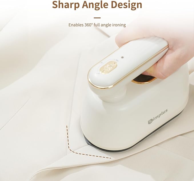 SIMPLUS Garment Steamer for Clothes, 2-in-1 Portable Handheld Wrinkle Remover & Powerful Steam Iron, 1000W Fast Heat-Up, Compact Travel-Friendly Design, 120ml Water Tank, Rotating Handle
