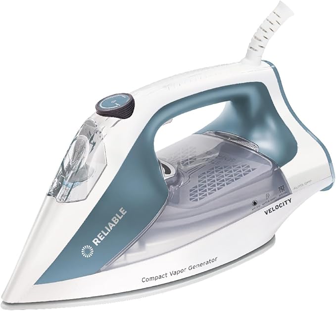 Reliable Velocity 180IR Patented Compact Vapor Generator Steam Iron with no leak or drip technology. Perfect for Clothes, Sewing, Quilting and Crafting, Ceramic Soleplate, Continuous Steam Ironing