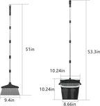 Broom with Dustpan Combo Set 54” Long Handle Household Dust Pan for Home Office Kitchen Cleaning （Black & Grey）
