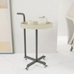 Rolling Utility Cart with Novelty Design, Mobile Saddle Leather Trolley, Organizer Trolley with Lockable Wheels, Multifunctional Serving Cart for Living Room (White)