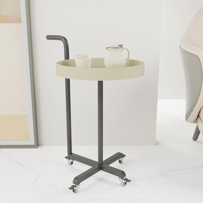 Rolling Utility Cart with Novelty Design, Mobile Saddle Leather Trolley, Organizer Trolley with Lockable Wheels, Multifunctional Serving Cart for Living Room (White)