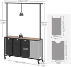 YATINEY Laundry Sorter 4 Section, Rolling Laundry Hamper with Hanging Rack, Laundry Sorter with Wheels, Hampers for Laundry, Laundry Basket Organizer for Laundry Room, Rustic Brown LS47BR