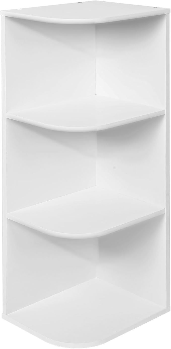 Whitmor 3 Tier Corner Open Shelf, 3 Cube Display Corner Bookshelf, Open Storage Display Bookcase, Storage Cabinet for Living Room, Bedroom, Home, Office, 9.3" L x 12" W x 31.5" H, White