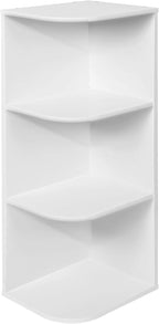 Whitmor 3 Tier Corner Open Shelf, 3 Cube Display Corner Bookshelf, Open Storage Display Bookcase, Storage Cabinet for Living Room, Bedroom, Home, Office, 9.3" L x 12" W x 31.5" H, White