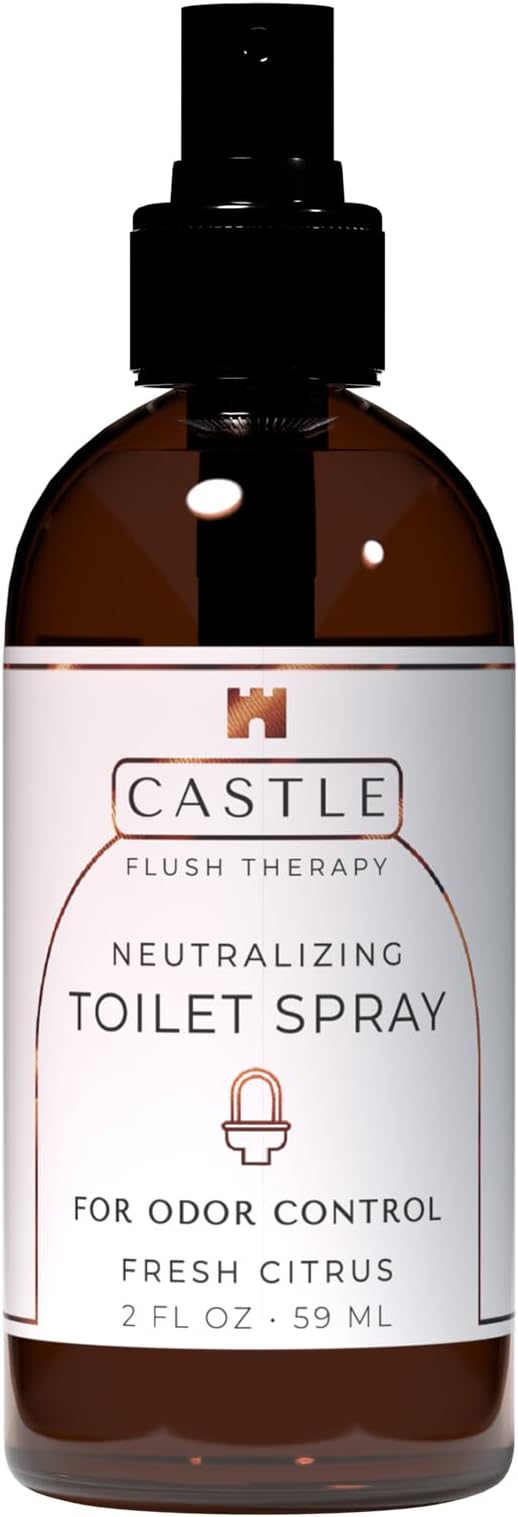 Castle Flush Therapy Neutralizing Toilet Spray | Odor Control: Mist Over The Water Surface, Go, Then Flush | Bathroom Freshening Spray | Neutralizes Odors at the Source | Fresh Citrus | 2 oz