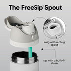 Owala FreeSip Insulated Stainless Steel Water Bottle with Straw, BPA-Free Sports Water Bottle, Great for Travel, 32 Oz, Shy Marshmallow