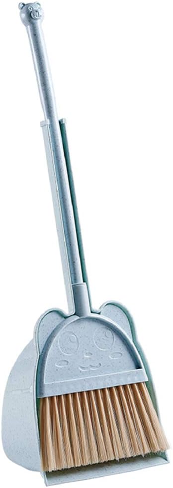 Mini Broom with Dustpan for Kids,Little Housekeeping Helper Set (Blue)