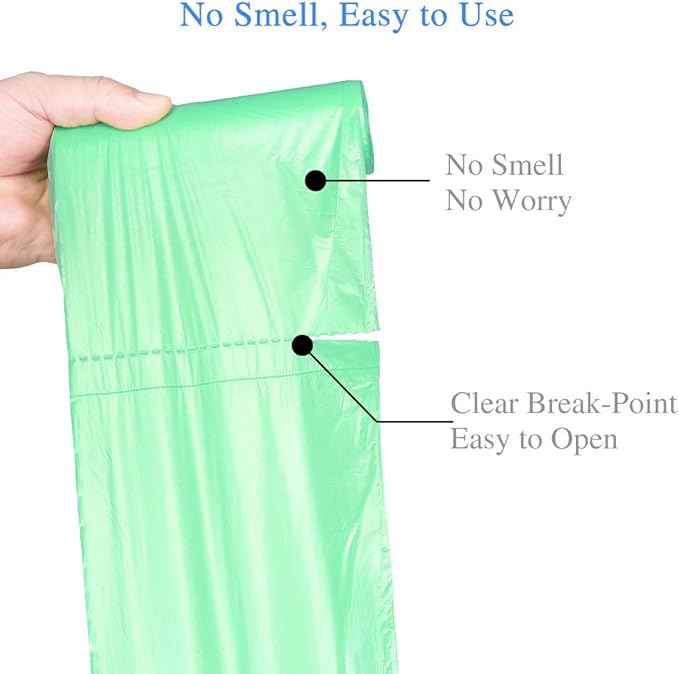 Jaoul Trash Bags 4 Gallon, Small Garbage Bags Strong Tear & Leak Resistant, Unscented Trash Bags for Kitchen, Bathroom, Office, Restroom, Car, Green, 100 Counts