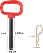 Comonc1/2 Inch Trailer Hitch Pins and Clip Rubber-Coated Handle Red Handle Accessories Tow Hitch for Tractors,Clevis pin,2PCS (1/2 x 3-5/8)