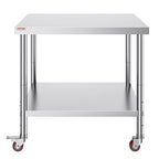 Vevor 30x36x34 Inch Stainless Steel Work Table 3-Stage Adjustable Shelf with 4 Wheels Heavy Duty Commercial Food Prep Worktable with Brake for Kitchen Prep Work : Everything Else
