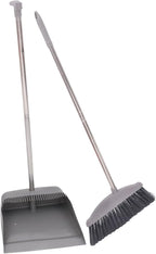 Cabilock Long Handle Broom and Dustpan with Supple Bristles Plastic and Stainless Steel for Home Office Kitchen Indoor Outdoor Cleaning Accessories