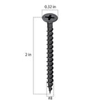 (137 pcs)#8X2 Black Fastener Drywall Screws-Phillips with coarse Threaded tip, Black, Suitable for Drywall Slate, Wood, etc.(1 pounds)