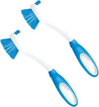 LOLA Pro Dish Brush Kitchen Scrubber | Poly Fiber Bristle | Built-in Food Scraper | Comfort Rubber Non-Slip Handle | Safe for Non-Stick & Coated Cookware | Dishwasher Safe for Cleaning 2 CT