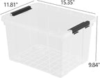 22 Quart Clear Latching box, Plastic Storage Bin with Wheels, 6 Packs