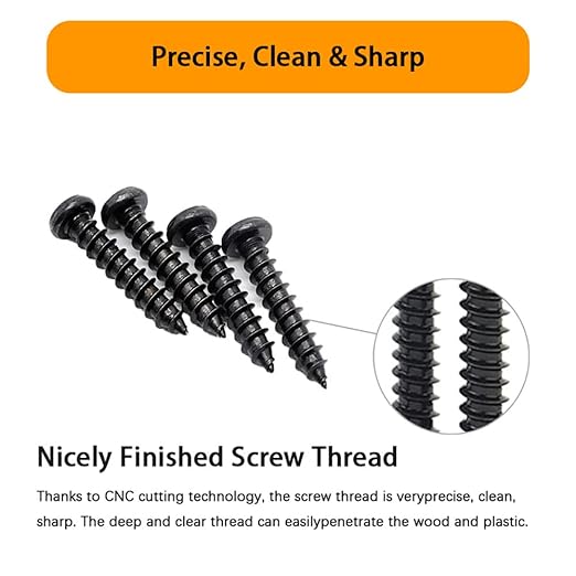 450 pcs M3 M4 M5 Black Wood Screws Assortment Kit,High Hardness Carbon Steel Self-Tapping Screws,Phillips Drive Pan Round Head Screws Set Kit,Black Oxide,Full Thread