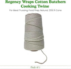 Regency Wraps Butchers Cooking Twine, Heavy Duty, 1200 ft,16 Ply, 2.4mm, Food-Safe Cotton Kitchen String for Turkey Trussing, Meat Prep, Crafting, Natural, Pack of 1