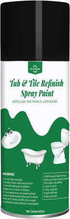 styleonme Tub and Tile Spray Paint Black, 450ml 1 pack, Diy Countertop Paint kit, Suitable for Ceramic, Porcelain, Fiberglass, Bathtub, Tile, Bathroom wall Repair Spray Paints