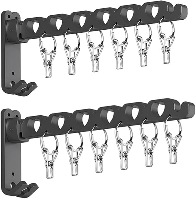 Wall Mounted Clothes Drying Rack,Foldable Laundry Coat Organizer,Retractable Folding Indoor&Outdoor Wall Mount Hanger for Laundry Room Bedroom,Perfect for Small Spaces (Space Gray, 2 Pieces)