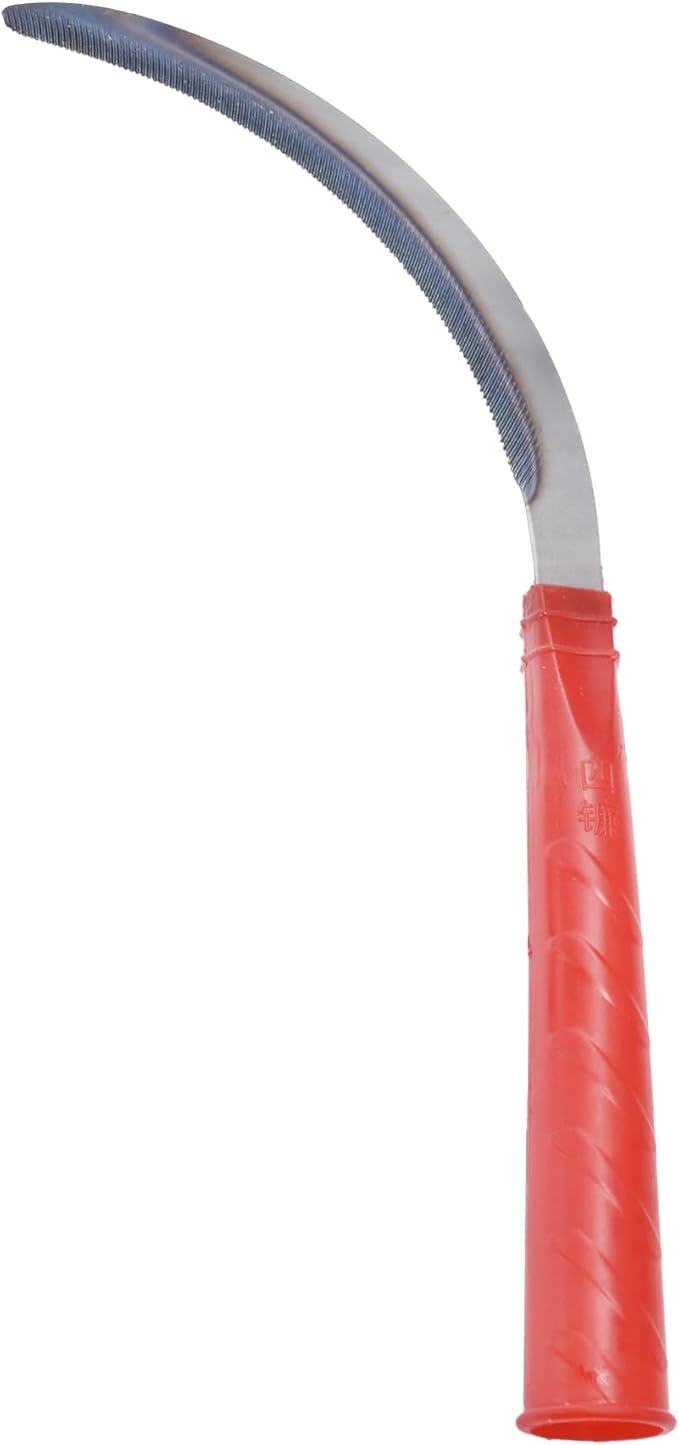 1pce 300mm/11.81in Carbon Steel Billhook Brush Clearing Sickle for Grass,Weeding Tools for Garden,Curved Sawtooth Sickle,Machete Axe for Cutting Trees,Steel Blade Knife in Hand