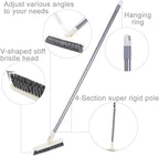 Grout Scrub Brush with Long Handle, Swivel Grout & Corner Cleaning Brush for Tile Floors, Stiff V-Shaped Bristle Grout Cleaner Brush for Grout Line, Deep Grooves, Walk in Shower, Bathroom and Kitchen