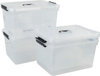 Anbers Pack of 4 Clear Latching Storage Boxes, 17.5 Quart Storage Bin with Lid and Handle