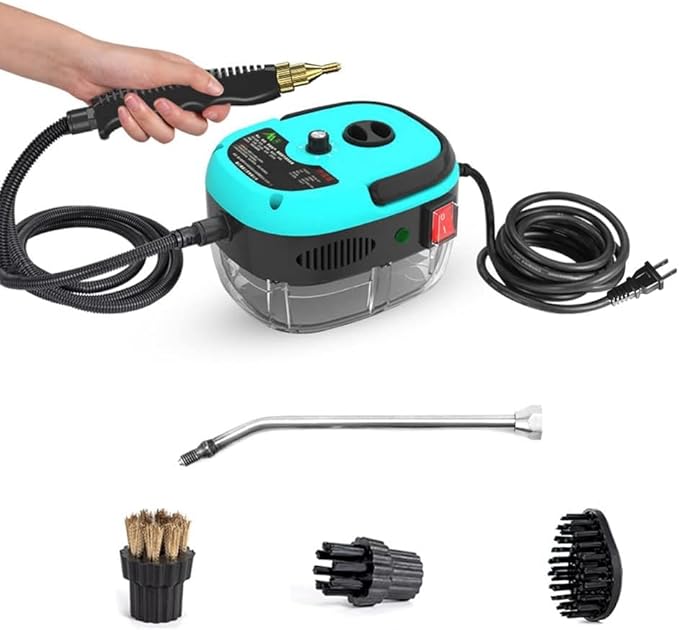 Irishom 2500W Handheld Steam Cleaner High Temperature Pressurized Steam Cleaning Machine Portable Car Steamer with Brush Heads (Blue)
