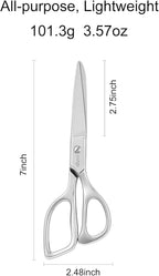 LIVINGO Sharp Tailor Fabric Scissors - 7" Professional Forged Stainless Steel Heavy Duty Sewing Metal Shears All Purpose, Crafting Scissors for Dressmaking Denim Canvas Cloth Leather and Felt