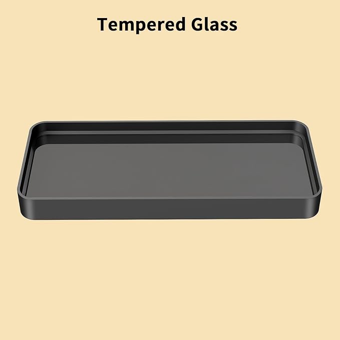 YUMORE Bathroom Organizer Countertop, Counter Organizer for Bathroom Decor, Tempered Glass Shelf for Vanity Storage, Makeup Tray for Perfume Skincare Bedroom Kitchen Corner(1 Tier- Pro)