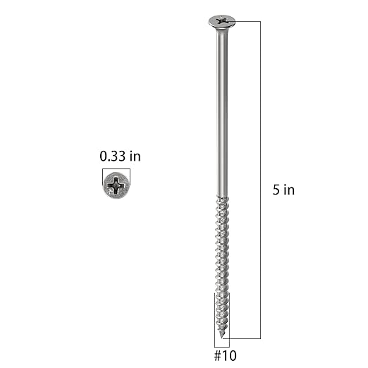 (43 pcs)#10X5 410 Stainless Steel Fastener Drywall Screws-Phillips with coarse Threaded tip, Black, Suitable for Drywall Slate, Wood, etc.(1 pounds)