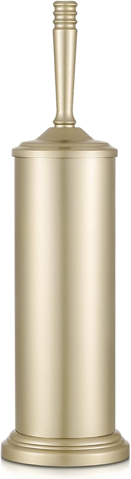 Gold Toilet Brush and Holder Set, Stainless Steel Toilet Brush for Bathroom,Heavy Duty Gold Toilet Bowl Brush and Holder,Deep Cleaning Modern Toilet Cleaner Brush -Space Saving, Covered Brush, Durable