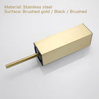 Upright Toilet Brush and Plunger Set, Square Toilet Cleaner, Toilet Brush Holder Set Brushed Gold