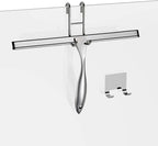 Shower Squeegee Set, 14-Inch Stainless Steel Squeegee, All-Purpose Squeegee for Bathroom, Shower Doors, Mirrors, Tiles, and Car Windows - 100% Streak Free, Includes Shower Door Hook and Adhesive Hook