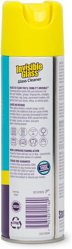 Invisible Glass 91160-2PK Premium Aerosol Glass and Window Foaming Cleaner Spray – Cleans Glass, Windows, Mirrors, Shower Doors, and More – Streak-Free, Ammonia-Free, Tint-Safe – 19 oz (Pack of 2)