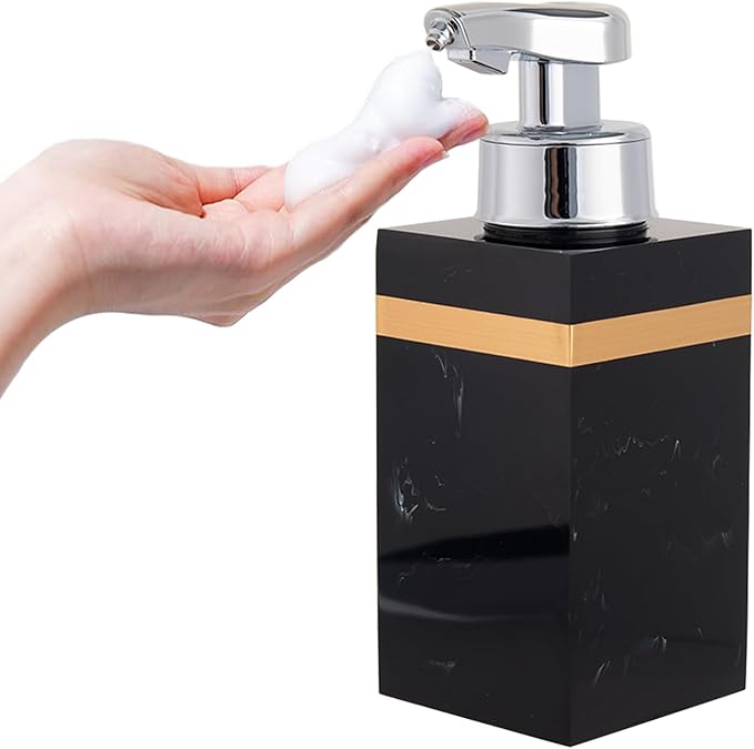 Automatic Soap Dispenser, Touchless Smart Foam Soap Dispenser, USB Rechargeable, 7.6oz / 225ml, Dish Soap Dispenser for Bathroom, Kitchen, Hotel - Black & Gold