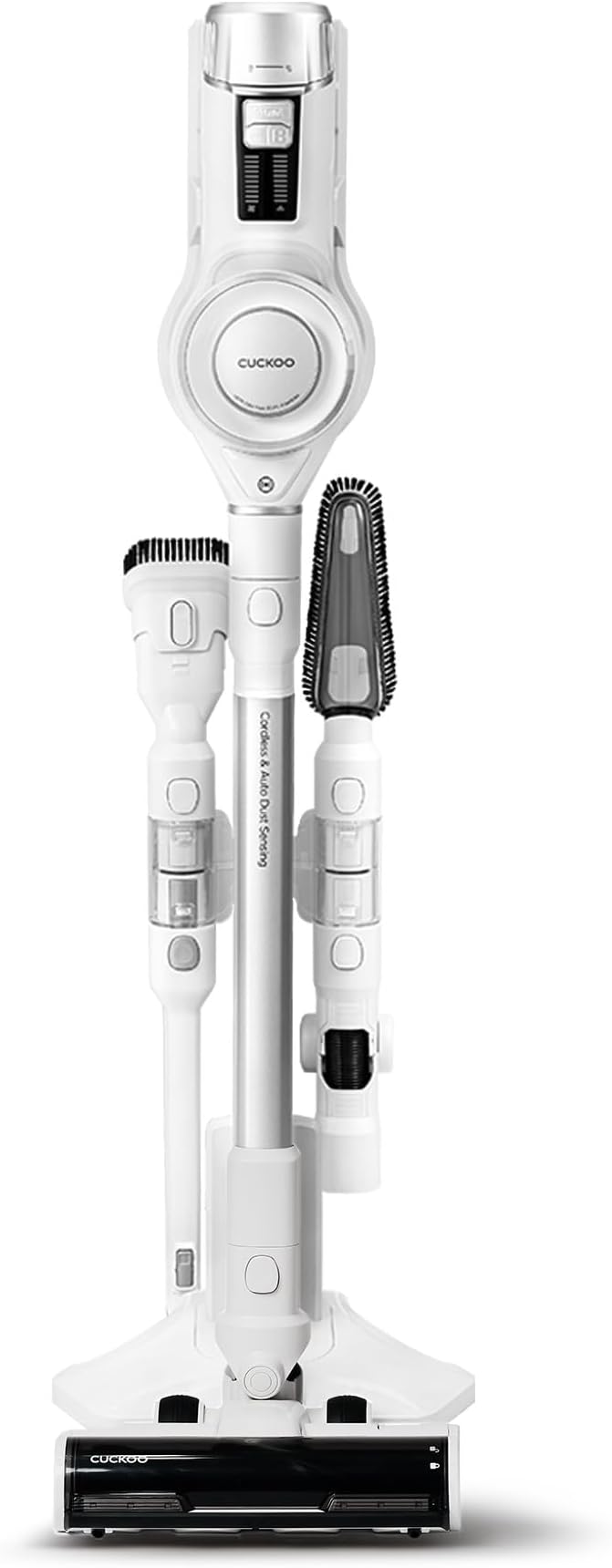 CUCKOO Powerclone Cordless Vacuum Cleaner for Home with Charging Stand, High-Suction Cordless Stick Vacuum Cleaner for Hardwood Floor and Carpet, Includes Multiple Attachments, White (CVC-A1410NW)
