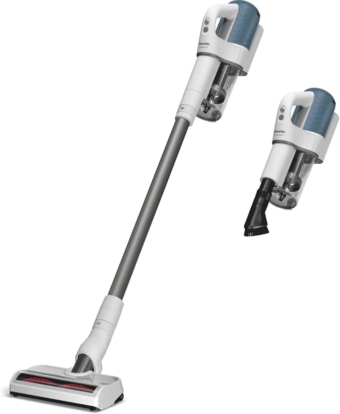 Miele Duoflex Vacuum Cleaner, Cordless and Bagless Multi-Use Flexible Stick Vacuum with Attachable MultiFloor Brush, in Brilliant White / Space Grey / Nordic Blue