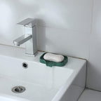 Silicone Bathroom Soap Dishes with Drain Spout-Bathroom and Kitchen Sink Organizer,Sponge Holder,Dish Soap Tray,Perfect for Dispenser,Scrubber,Bottle,Cup on Sink or Counter-Green 4.9"×3.2"