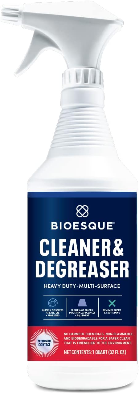 Bioesque Heavy Duty Multi-Surface Cleaner & Degreaser Concentrated Professional Formula, 32 Fl Oz (Pack of 12)