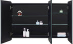 Bathroom Mirror Medicine Cabinet with Round Corner Framed Door 36 x 26 inch, Black，Recessed or Surface Mount, with Adjustable Glass Shelves