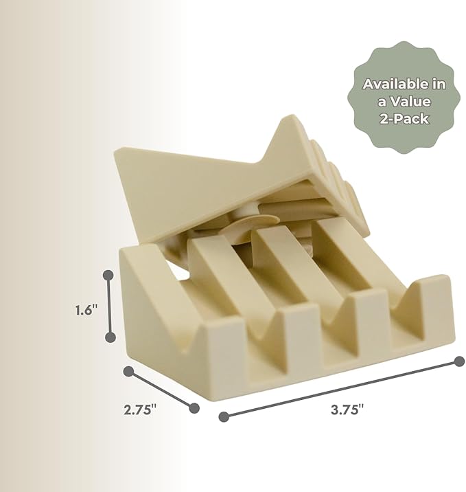 Silicone Soap Dish – 2 Pack, Waterfall Drainer Soap Holder for Bathroom, Suction Cups for Non-Slip Saver for Bar Soap, Sponge Holder & Sink Organizer, Extend Life, Durable & Easy to Clean (Sand)