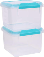 Décor Large Food Storage Containers | 2 Pack - 2 x 1.4L | Reusable Plastic Airtight Food Containers | Fresh Seal Clips | Microwave, Freezer & Dishwasher Safe | 1.4L Capacity