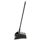 Rubbermaid Commercial Products Dustpan with Long Handle Plastic Black Compatible with Any Broom for Lobby/Restaurant/Office/Home/Dog Pooper Scooper 12.50" Wide