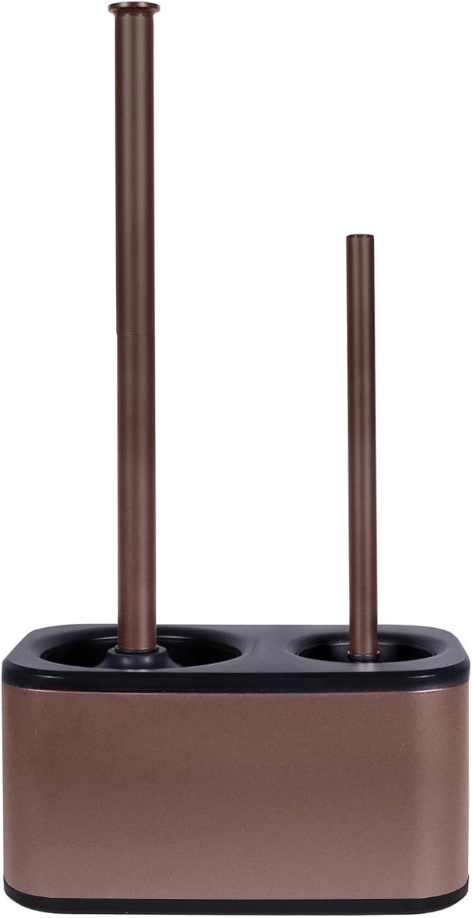 Blue Donuts Toilet Brush and Plunger Set with Holder, Sleek Minimalist Modern Oil Rubbed Bronze Bathroom Accessories Toilet Plunger and Toilet Bowl Brush Combo