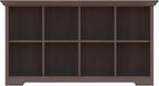Cube Shelf Bookcase with Base - Wooden 2 Tiers Floor Standing Low Storage Cabinet for Home and Office, 8-Cube Lattice Bookshelf, Walnut
