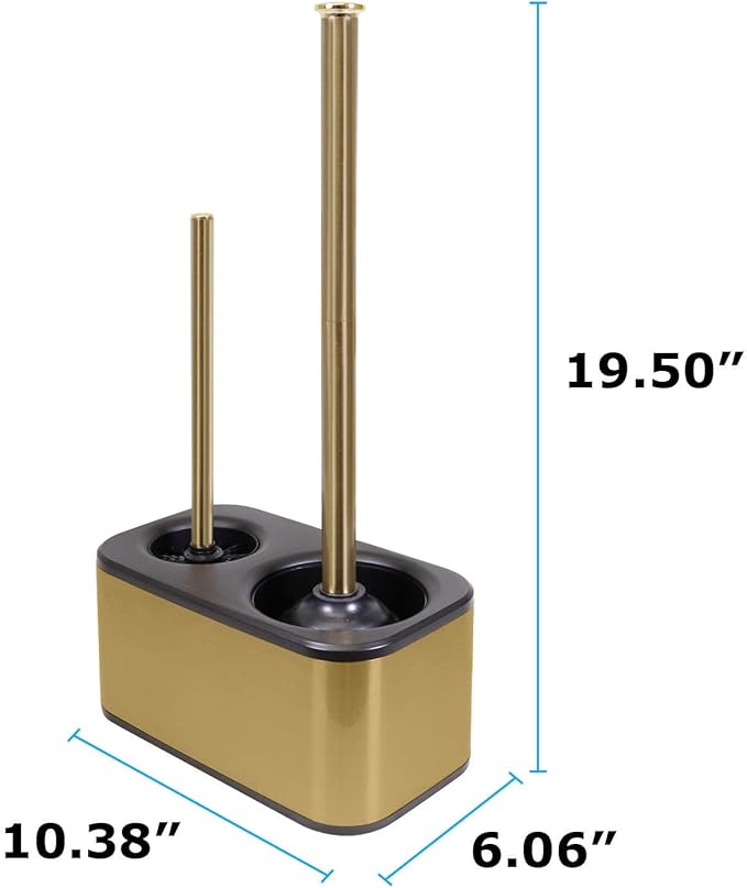 Blue Donuts Toilet Brush and Plunger Set with Holder, Sleek Minimalist Modern Gold Bathroom Accessories Toilet Plunger and Toilet Bowl Brush Combo