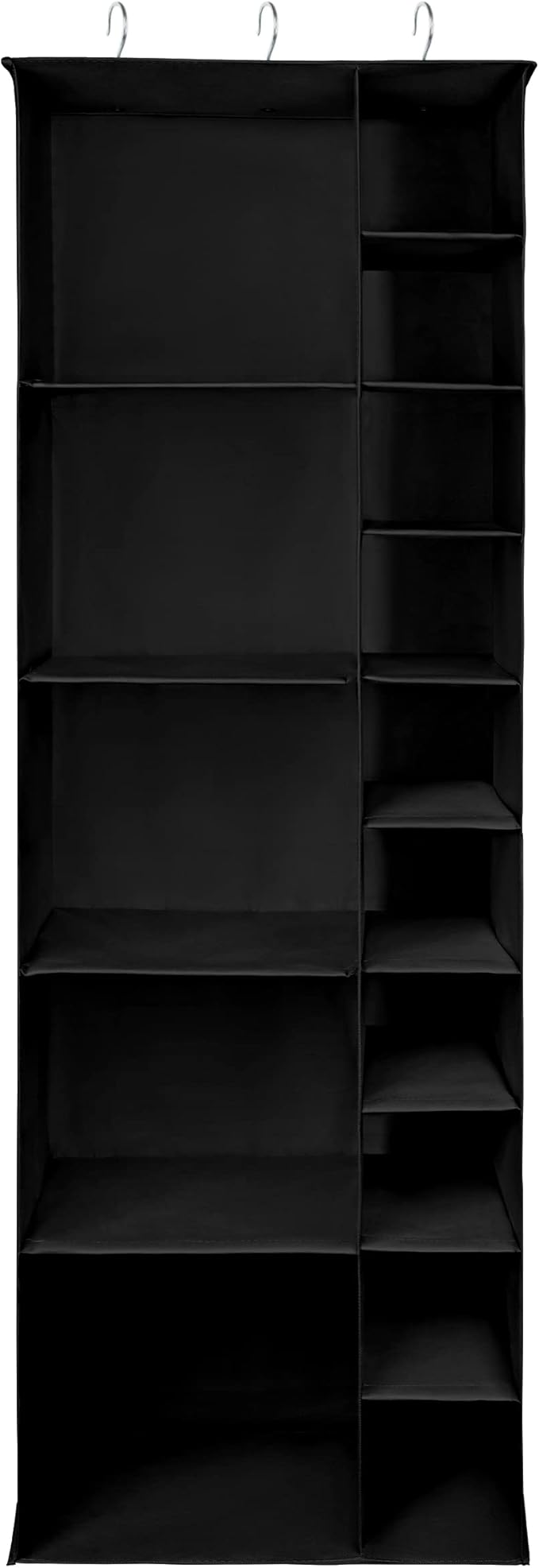 Libeder Shoe Organizer for Closet, 15 Shelf Hanging Closet Storage Shelves - 10 Shoe Rack Organizer and 5 Compartment for Clothes with 6 Side Mesh Pockets for Scarf, Socks,Gloves Black