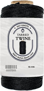 SGT KNOTS Tarred Twine - 100% Nylon Bank Line for Bushcraft, Netting, Gear Bundles, Construction, Lacing Twisted Cord, Weatherproof #36-1 lb