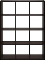 Furinno Cubicle Open Back Decorative Cube Storage Organizer, 12-Cube, Black Dark Oak